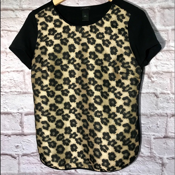 ANN TAYLOR  gold and black cheetah print top - Picture 2 of 5